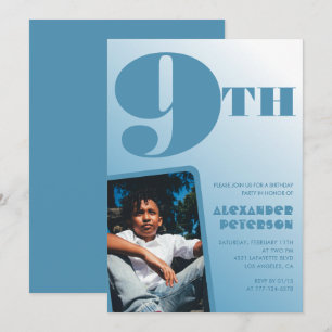 Cartes d'invitation pour 9 ans avec dégradé bleu P