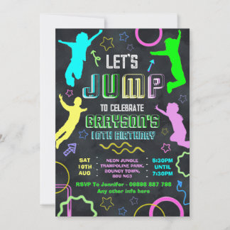 Cartes d'invitation pour anniversaire avec trampol