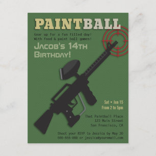 Cartes d'invitation pour anniversaire paintball Ta