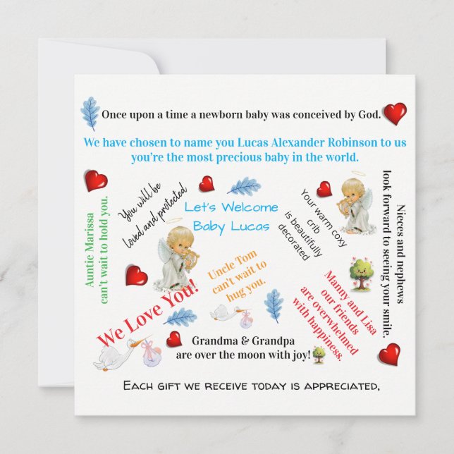 Cartes d'invitation pour Baby Shower (Devant)