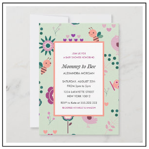 Cartes d'invitation pour Baby Shower Abeille maman