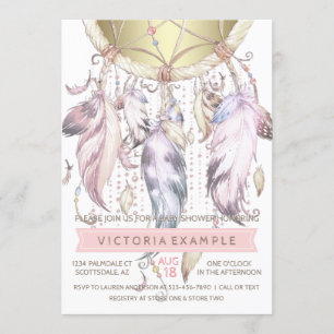 Cartes d'invitation pour Baby Shower Attrape-Rêves