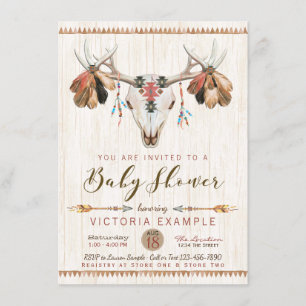 Cartes d'invitation pour Baby Shower avec crâne de