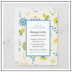 Cartes d'invitation pour Baby shower Bee Maman abe