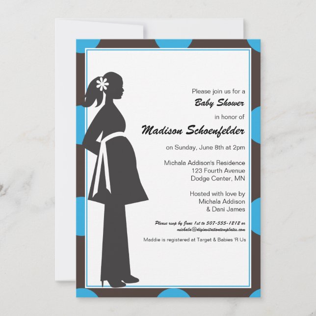 Cartes d'invitation pour Baby Shower (Bleu) (Devant)