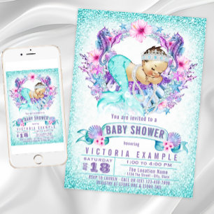 Cartes d'invitation pour Baby Shower de Bébé Sirèn