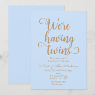 Cartes d'invitation pour Baby Shower de jumeaux Bl