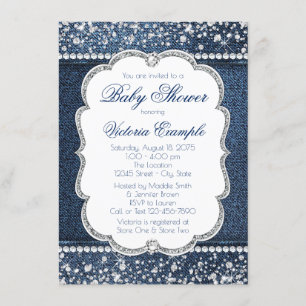 Cartes d'invitation pour Baby Shower Denim Diamond