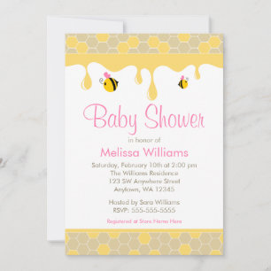 Cartes d'invitation pour Baby Shower Fille Rose Ab