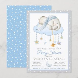 Cartes d'invitation pour Baby Shower Garçon Élépha