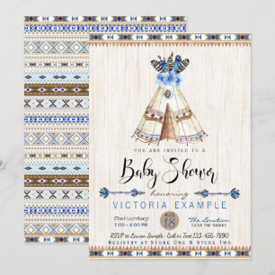 Cartes d'invitation pour Baby Shower Garçon Tipi T
