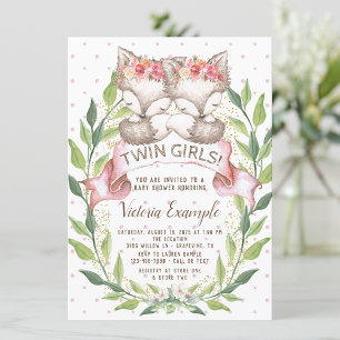 Cartes d'invitation pour Baby Shower Jumelles Rena