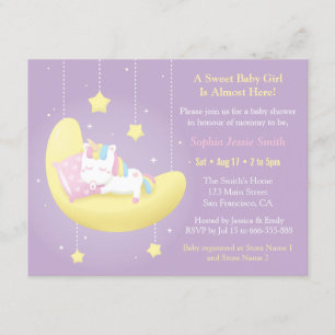 Cartes d'invitation pour Baby Shower Licorne Migno
