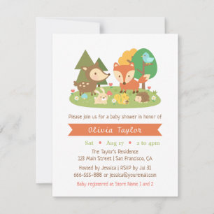 Cartes d'invitation pour Baby Shower Mignonnes Ani