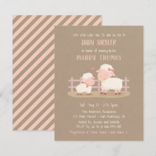 Cartes d'invitation pour Baby Shower Mouton Mignon
