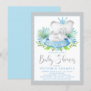 Cartes d'invitation pour Baby Shower Prince Élépha