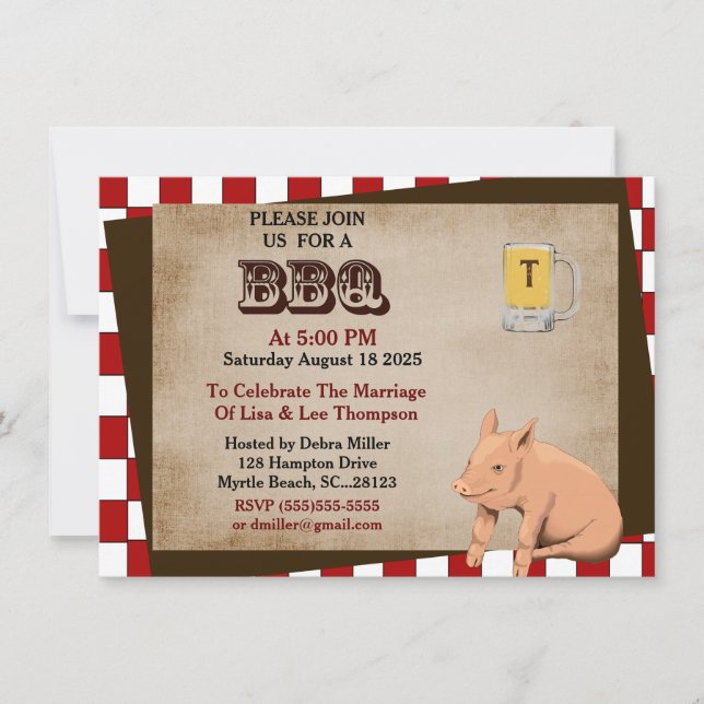 Cartes d'invitation pour barbecue en couple (Devant)