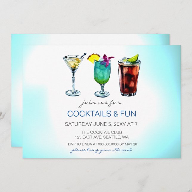 Cartes d'invitation pour cocktail (Devant / Derrière)
