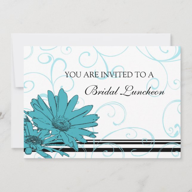 Cartes d'invitation pour déjeuner nuptial bleu et  (Devant)