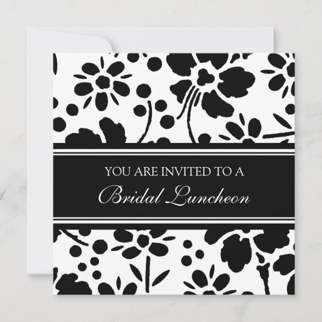 Cartes d'invitation pour déjeuner nuptial noir et  (Devant)