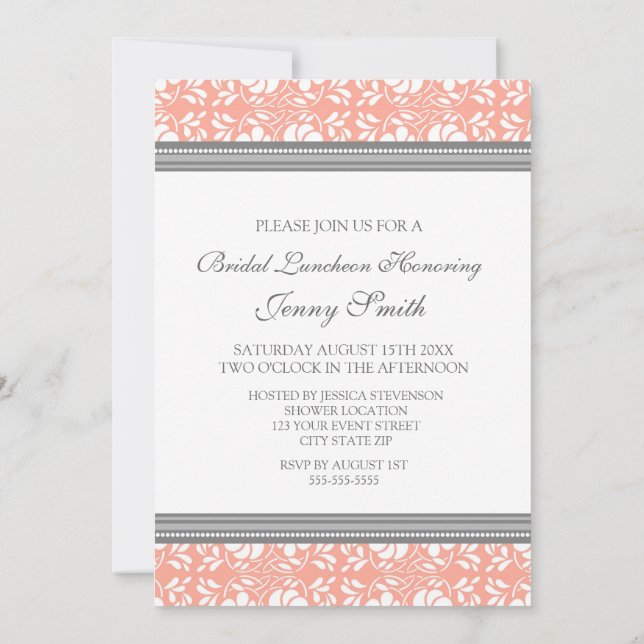 Cartes d'invitation pour déjeuner nuptiale de Cora (Dos)
