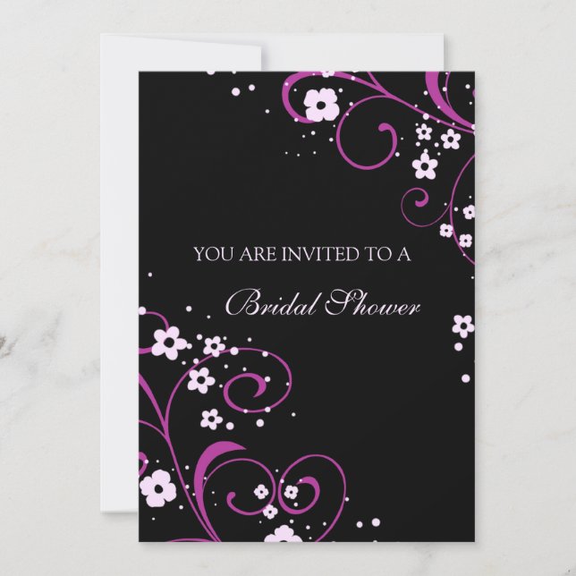 Cartes d'invitation pour douches nuptiales roses e (Devant)