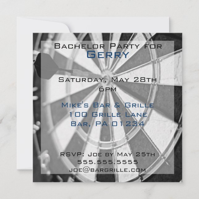 Cartes d'invitation pour enterrement de vie de gar (Devant)