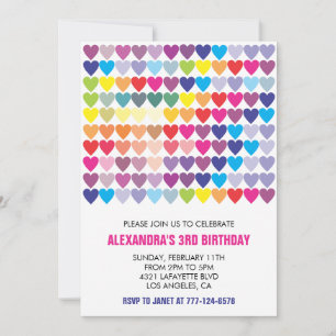 Cartes d'invitation pour fête couleur Arc-en-ciel