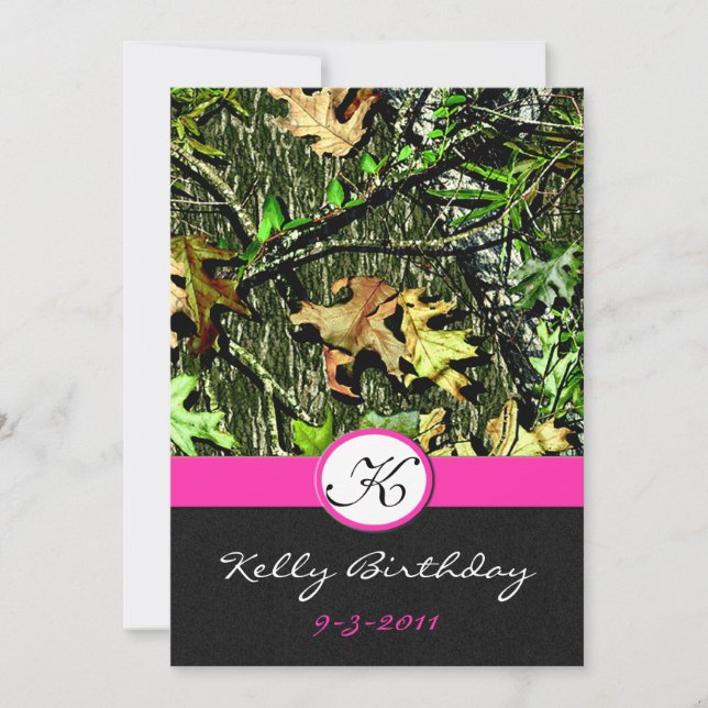 Cartes d'invitation pour fête d'anniversaire camou (Devant)