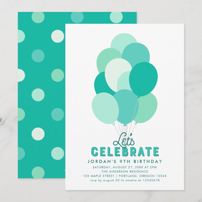 Cartes d'invitation pour fête d'anniversaire de to (Devant / Derrière)