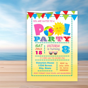 Cartes d'invitation pour fête d'anniversaire pisci