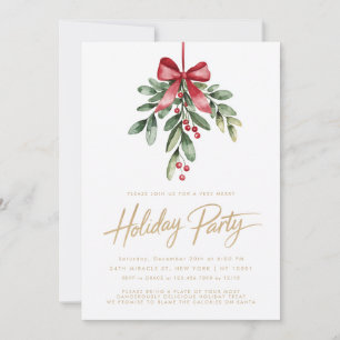 Cartes d'invitation pour fête de Noël avec ruban r