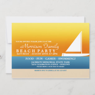 Cartes d'invitation pour fête de plage au soleil d