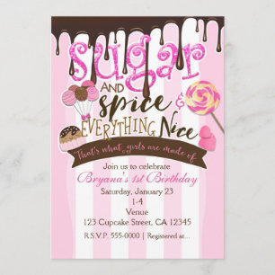 Cartes d'invitation pour fête SUCRE ÉPICE TOUT CE 