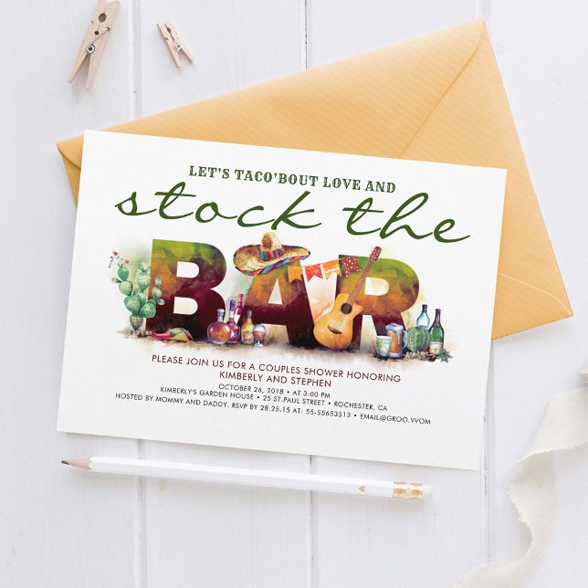 Cartes d'invitation pour fête Taco Fiesta : Approv (Stock The Bar Mexican Style Party Invitations)