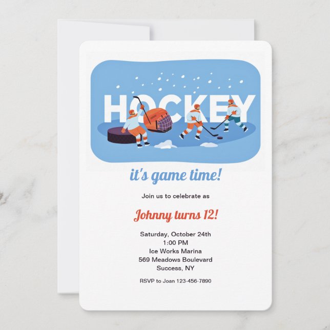 Cartes d'invitation pour Hockey sur Glace (Devant)