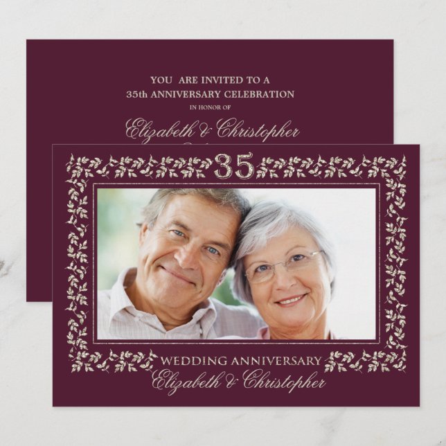 Cartes d'invitation pour la 35e fête d'anniversair (Devant / Derrière)