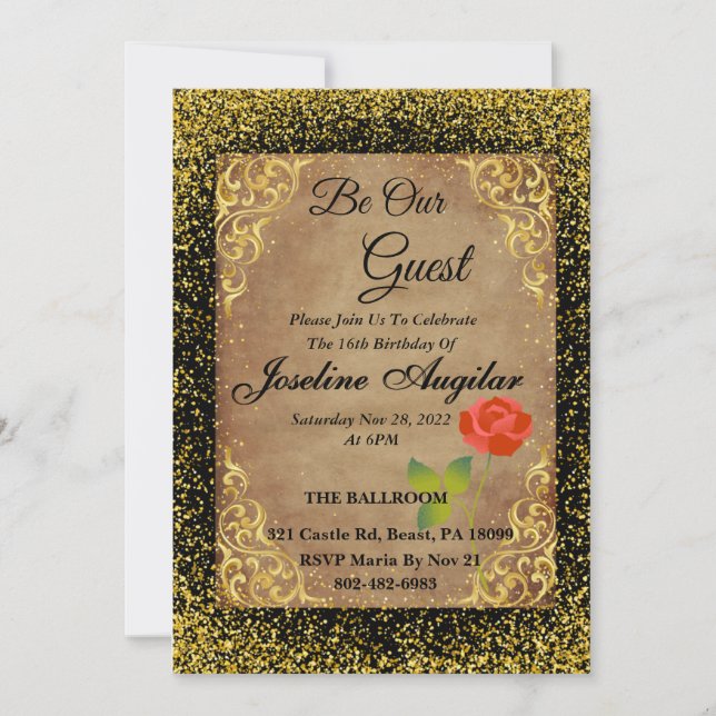 Cartes d'invitation pour La Belle et la Bête (Devant)