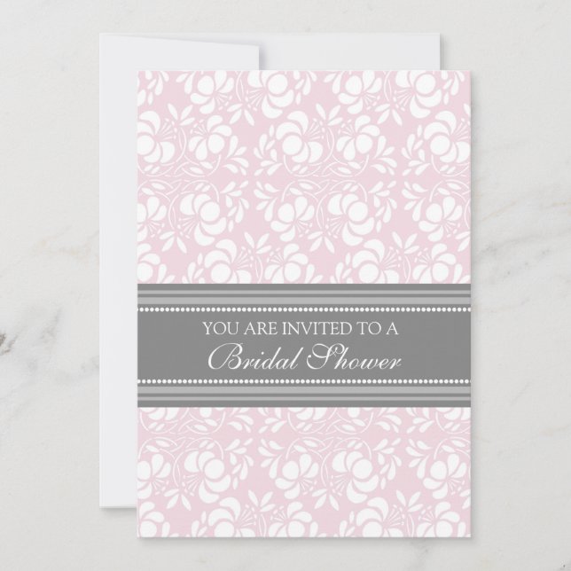 Cartes d'invitation pour la douche nuptiale gris r (Devant)