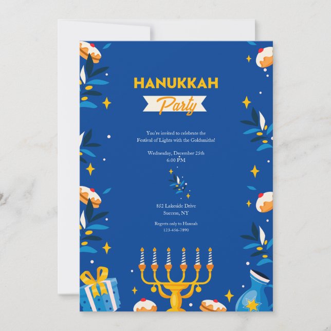 Cartes d'invitation pour la fête de Hanoukka (Devant)