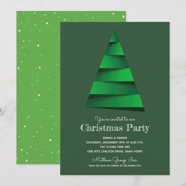 Cartes d'invitation pour la fête de l'arbre de Noë (Devant / Derrière)