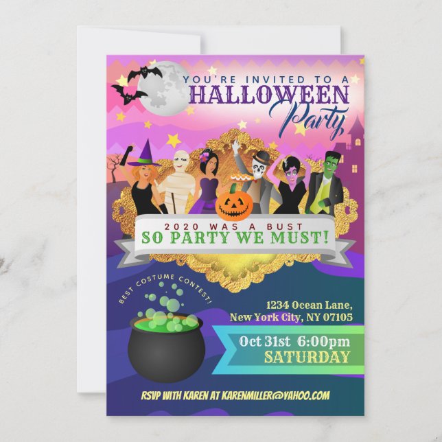 Cartes d'invitation pour la fête d'Halloween (Devant)
