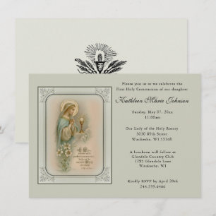 Cartes d'invitation pour la première communion cat