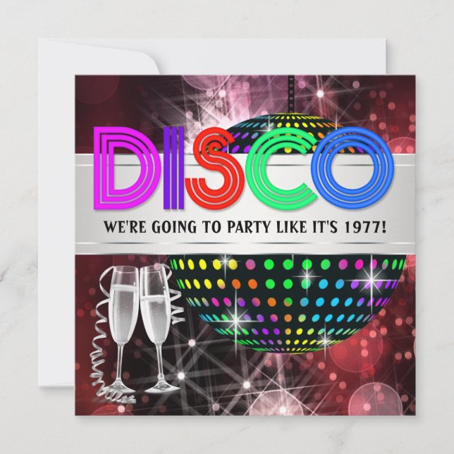Cartes d'invitation pour la soirée disco dansante (Devant)