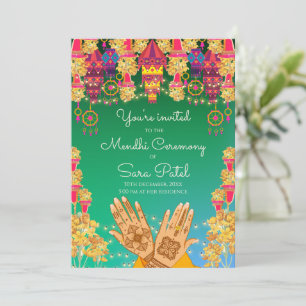 Cartes d'invitation pour la soirée Mendhi & invita
