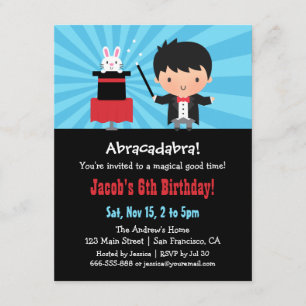 Cartes d'invitation pour l'anniversaire de magie p