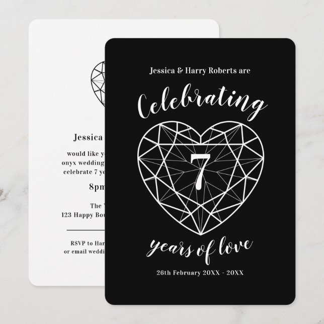 Cartes d'invitation pour l'anniversaire d'Onyx, 7  (Devant / Derrière)