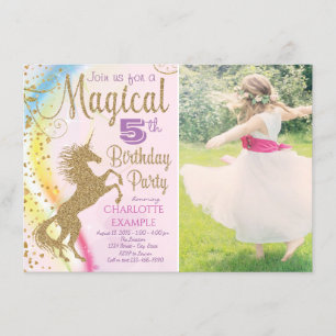 Cartes d'invitation pour l'anniversaire licorne av