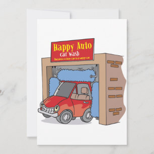 Cartes d'invitation pour Lavage de voiture Happy A