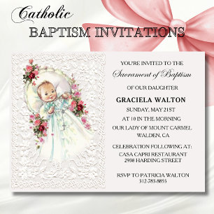 Cartes d'invitation pour le baptême de bébé fille 